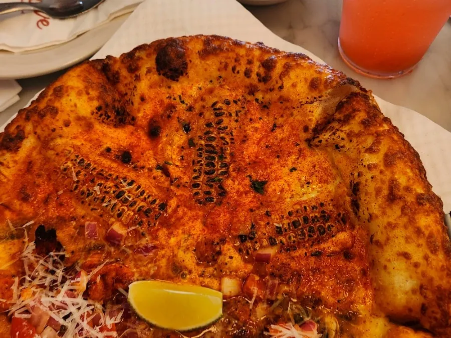 Corn pizza and taco pizza