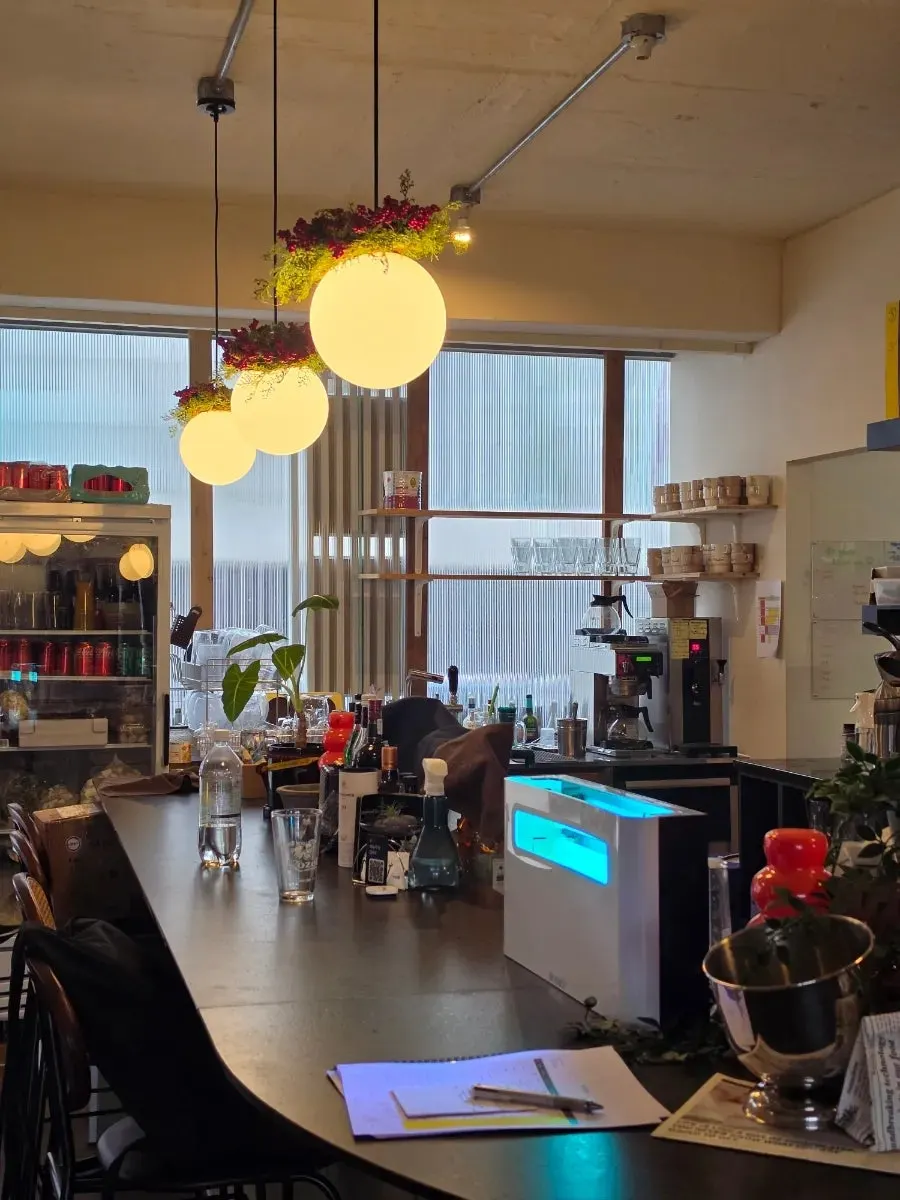 Interior of Nonchalant Lounge with an LP speaker