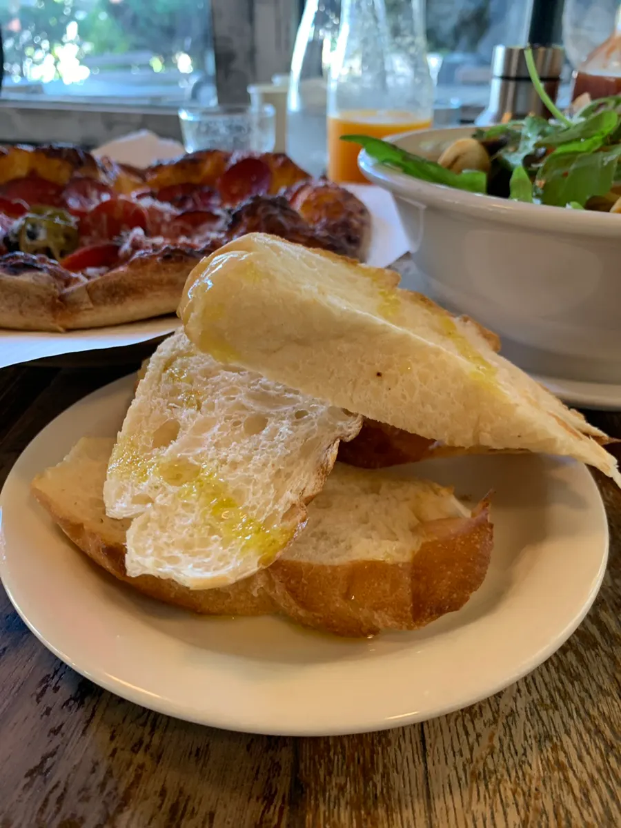Four pieces of baguette