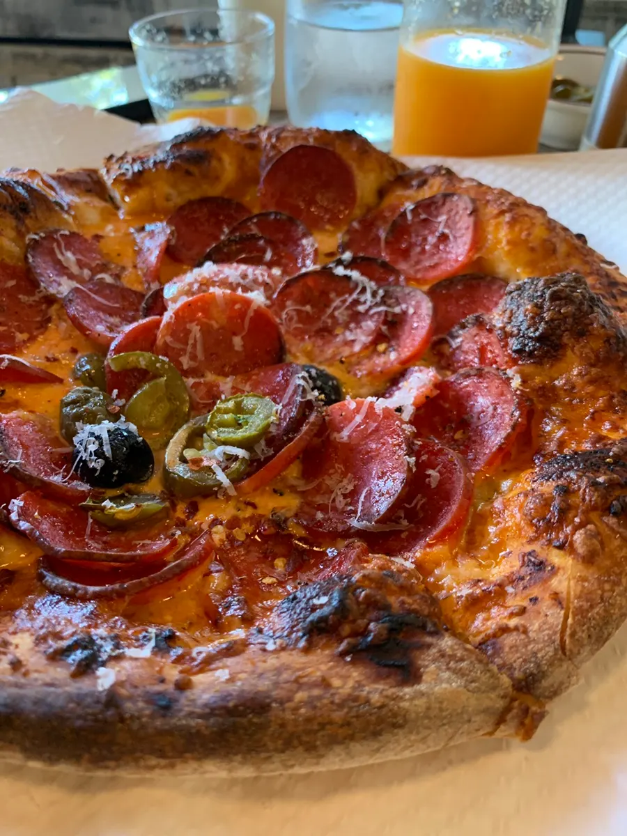 Pepperoni pizza loaded with toppings