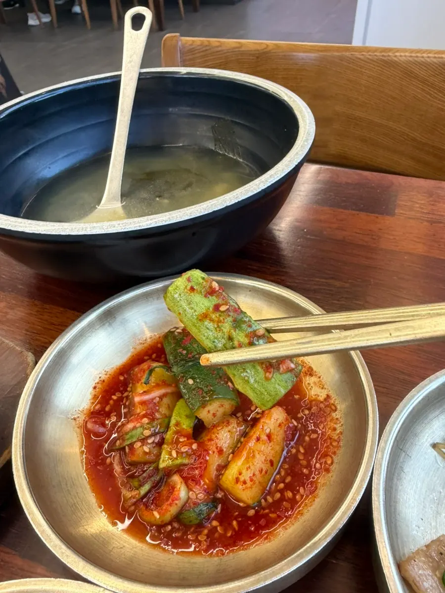 Side dishes including cucumber salad