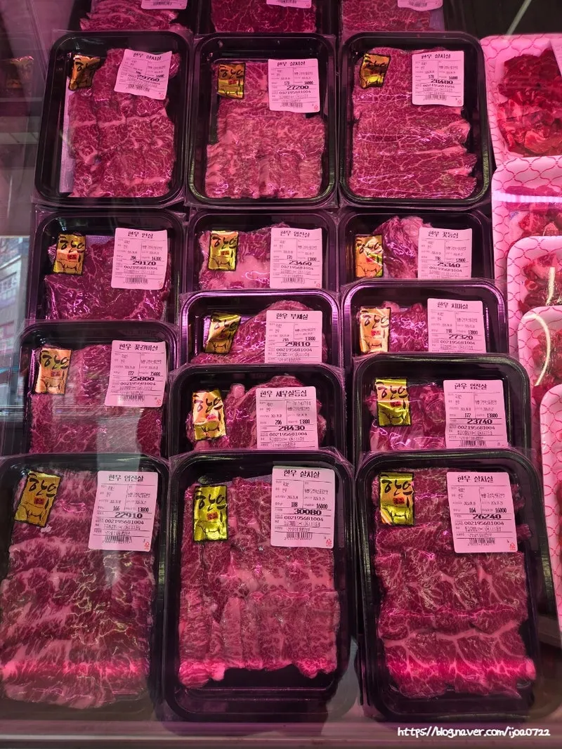 Display of various Korean beef cuts
