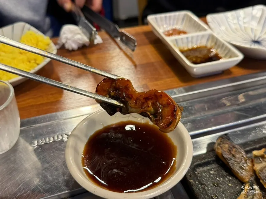 Grilled eel cooked for 3 minutes on each side