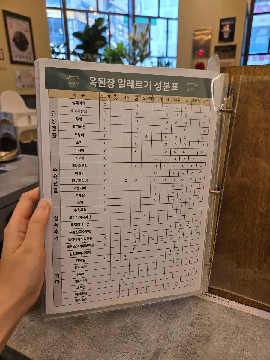 Ok Doenjang menu board