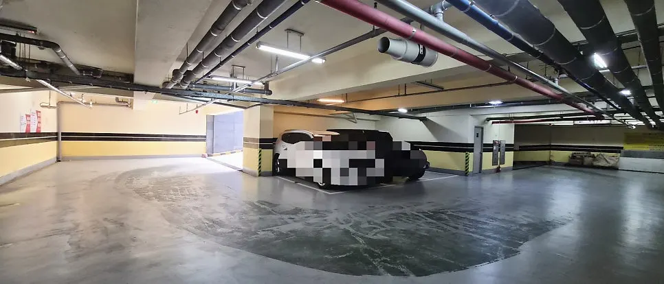 Interior of the underground lot with space for 60+ cars