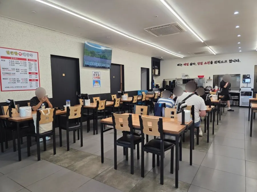 Restaurant interior with many tables