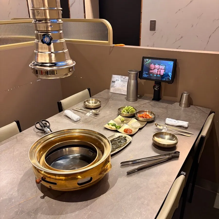 Table set for a reservation with basic side dishes