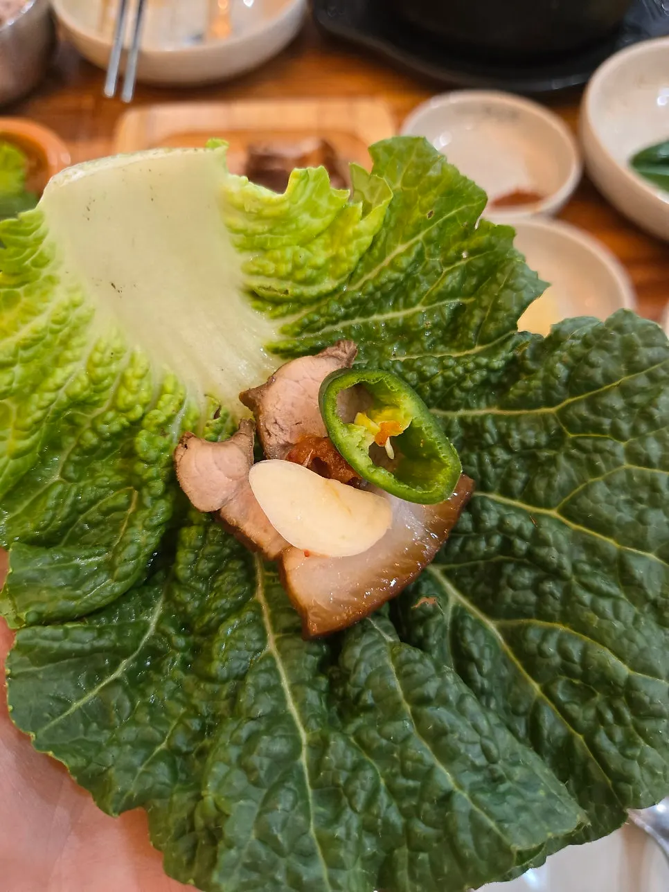 Plate of warm, glossy dombe pork