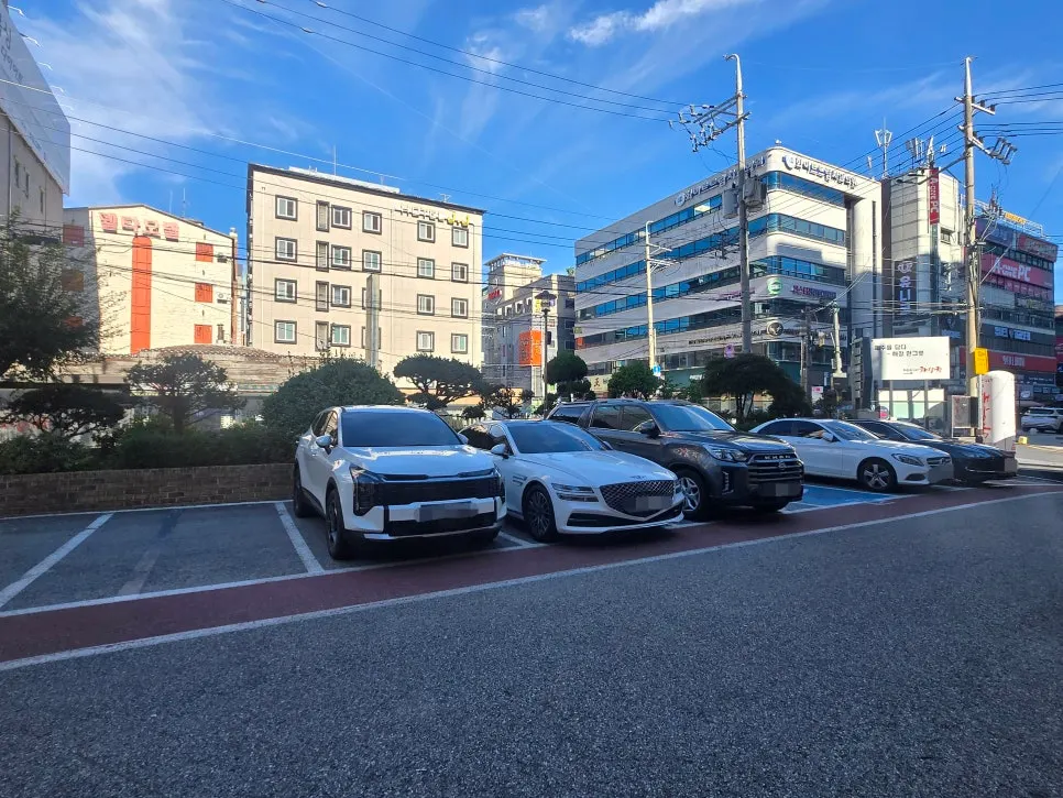 Parking lot in front of the building