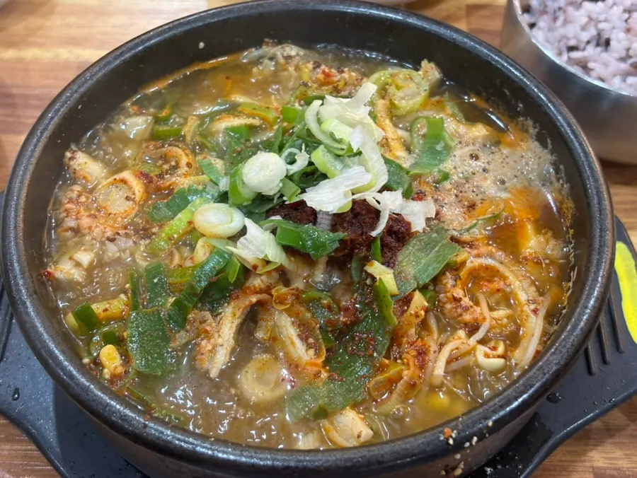 A bowl of tripe soup packed with tripe