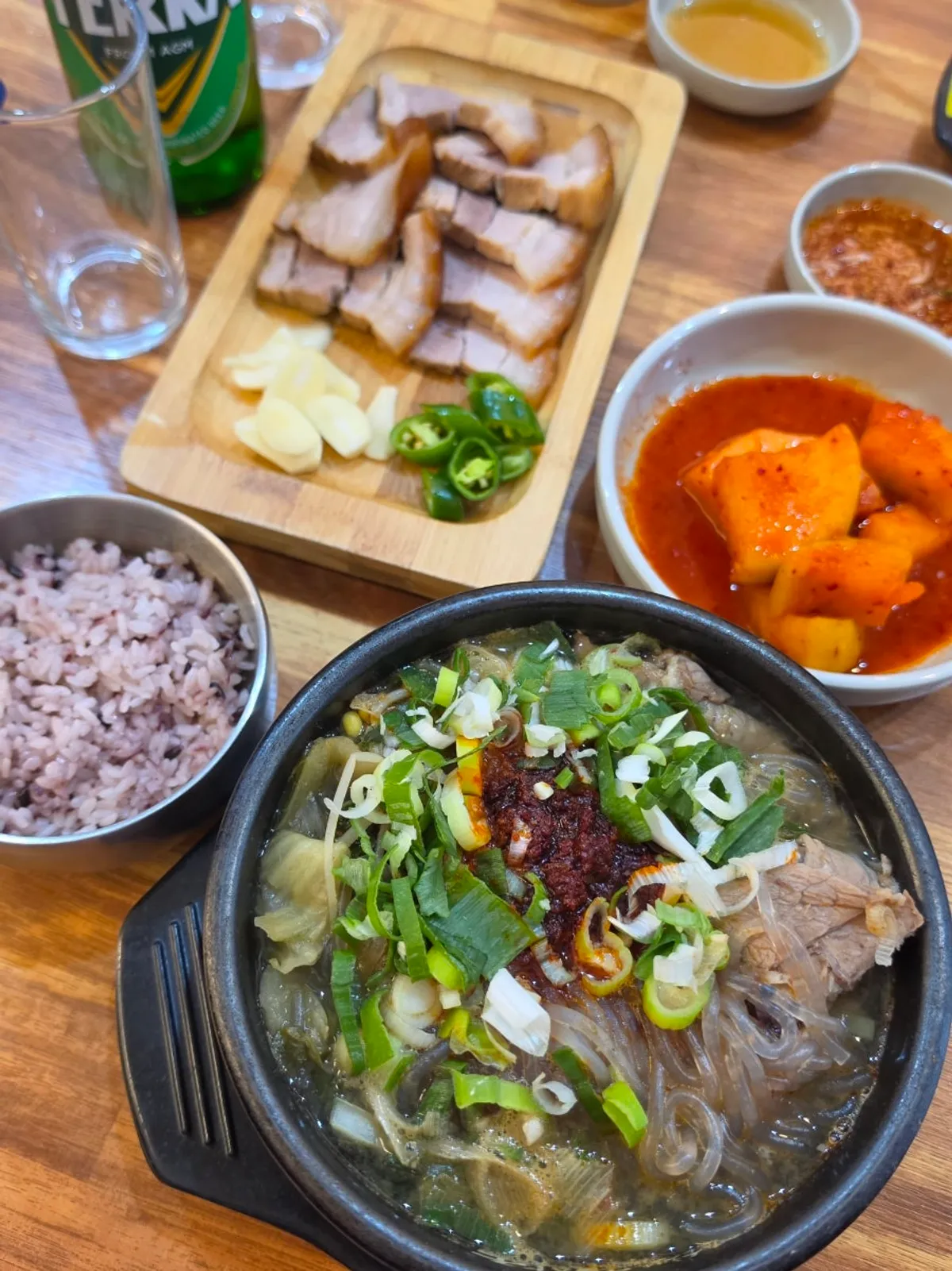 A small plate of Jeju-raised pork belly dombe pork