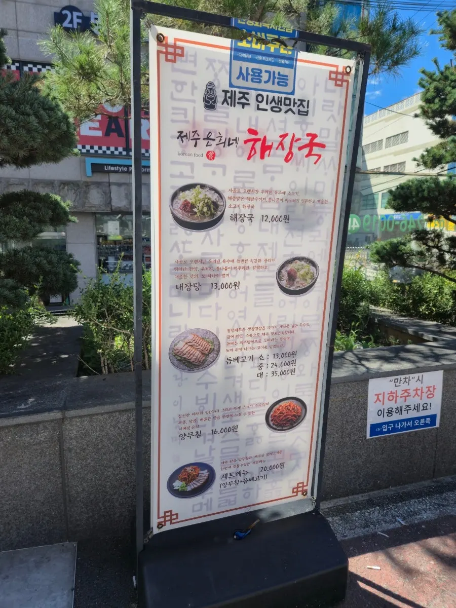 Sign showing ground and basement parking information