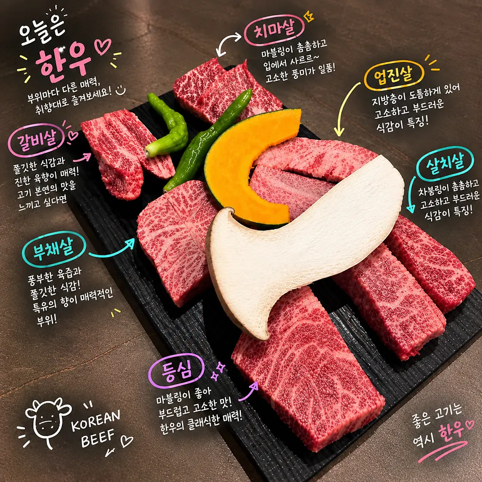 A plate with the hanwoo assortment for two, 300g