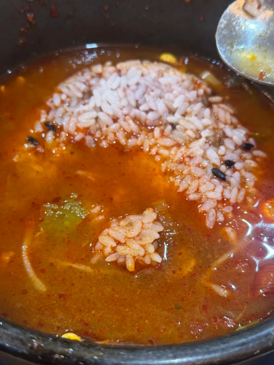 Kimchi side dish served with the haejangguk