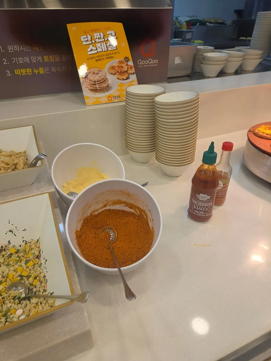 Plate of dishes from the barbecue and noodle zones