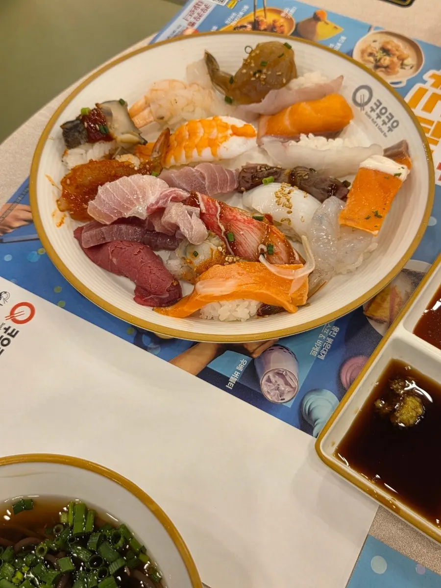 Sushi and dishes shared between the couple