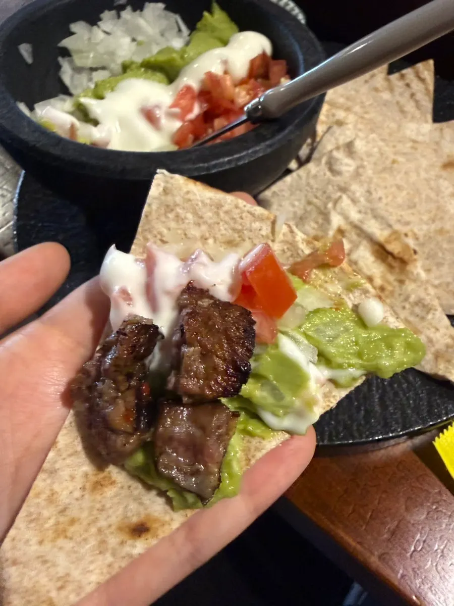 Guacamole and tortilla spread