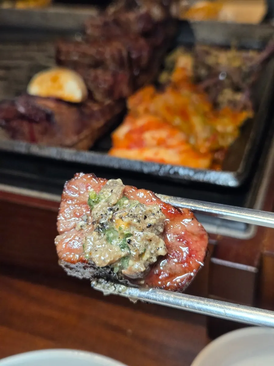 A variety of accompanying sauces served with beef ribs