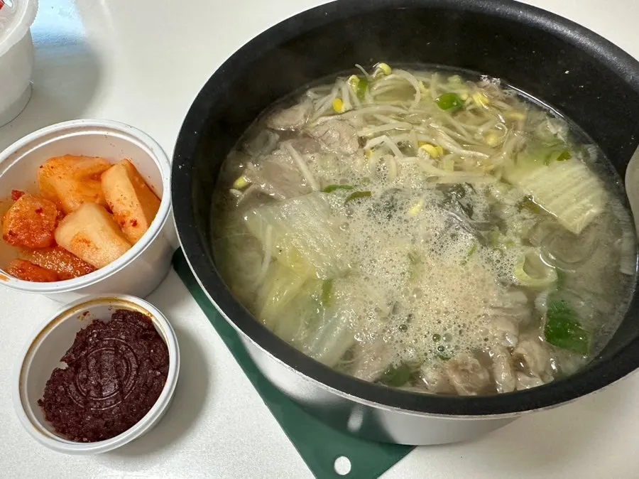 Hangover soup loaded with meat and ingredients