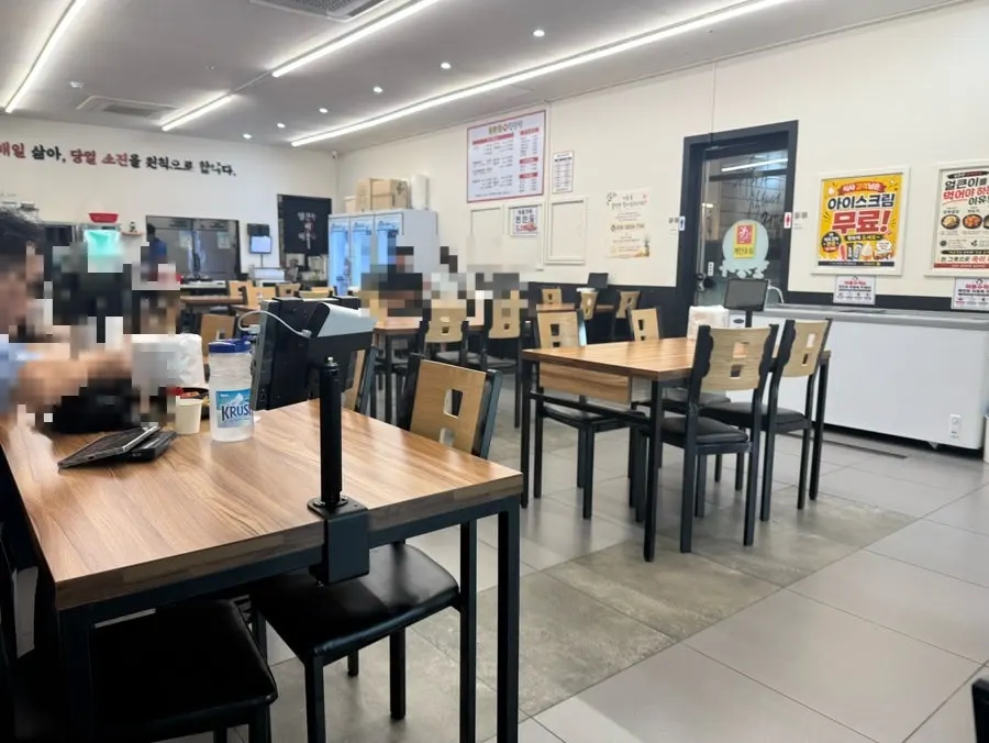 Interior of the haejangguk restaurant at early lunchtime