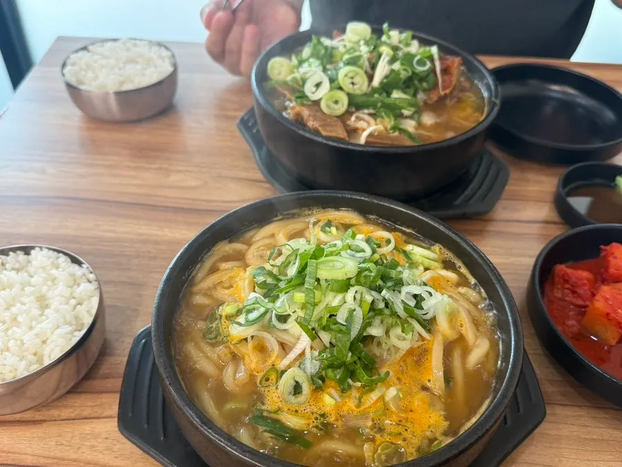 Ordered pork bone udon haejangguk and special pork bone haejangguk