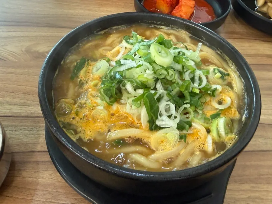 Pork bone udon haejangguk with udon noodles