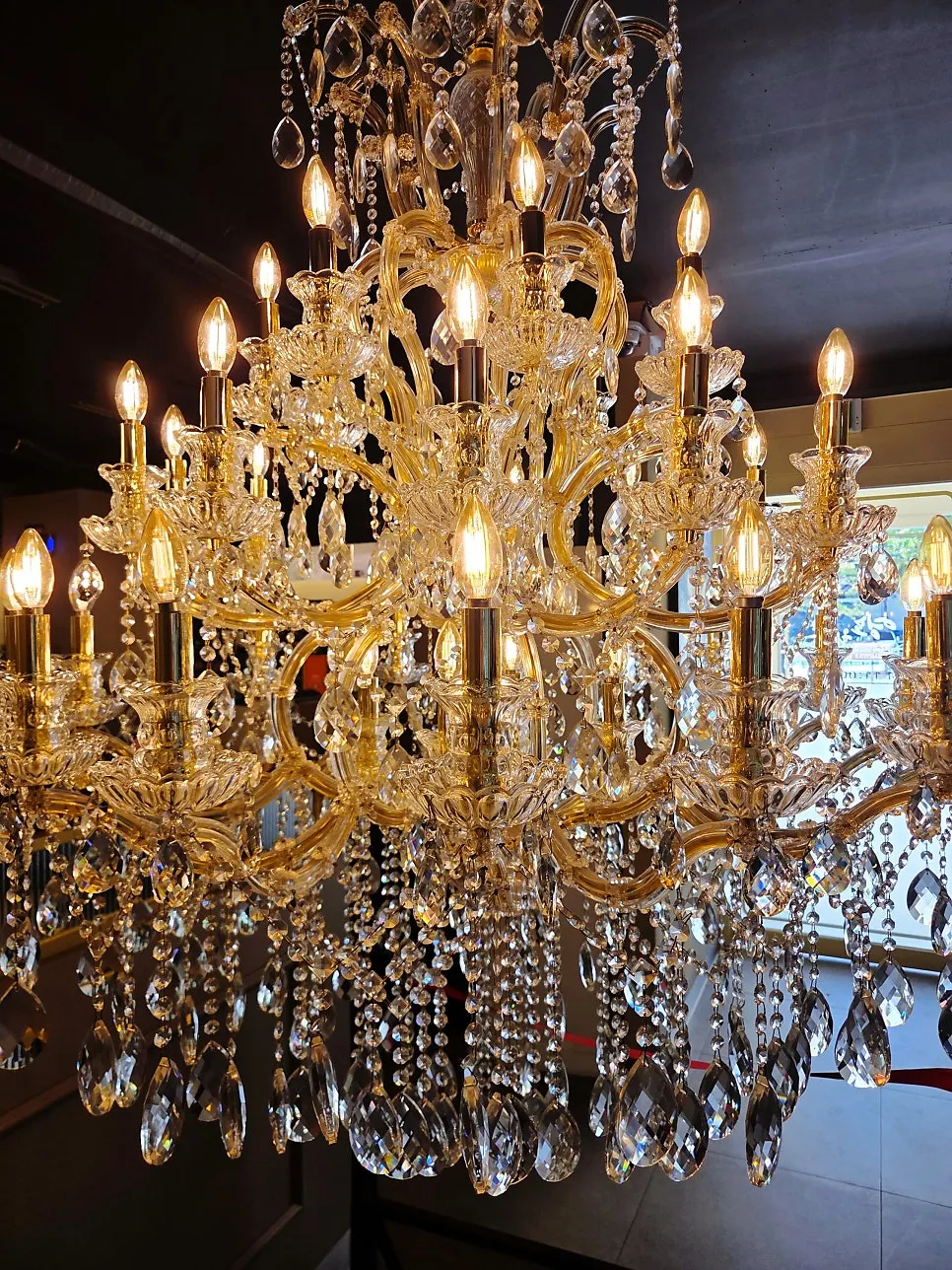 Upscale lighting at the restaurant entrance