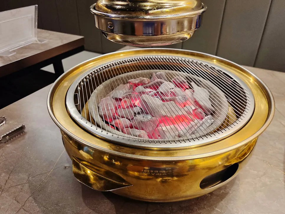 Charcoal grill set on the table