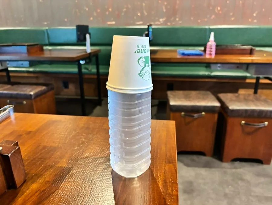 Bottled water provided after ordering