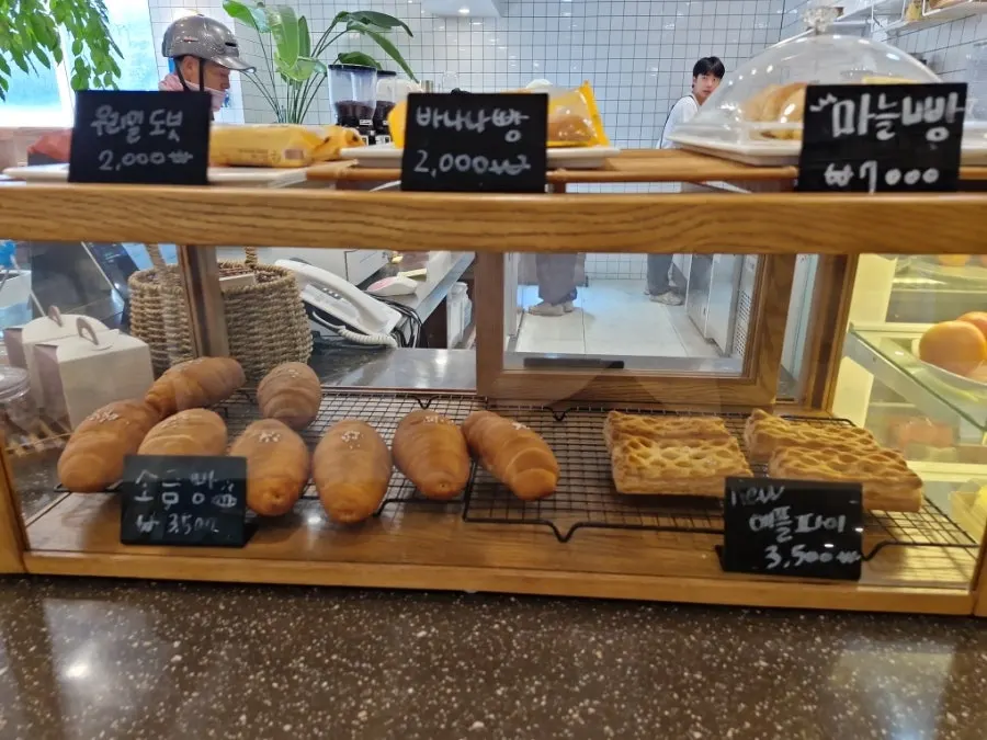 Bakery display at the counter