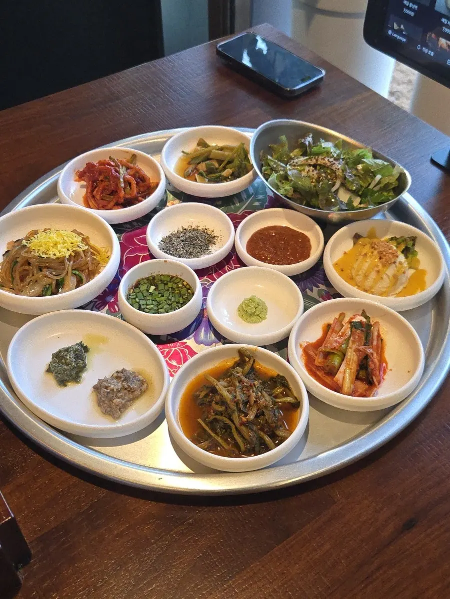 Ordered beef ribs and side dishes