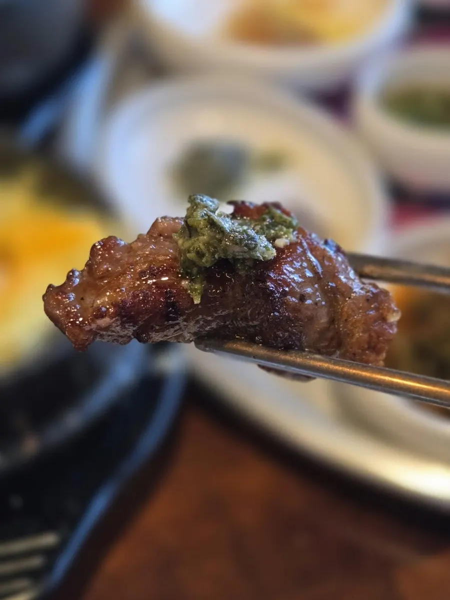 Beef ribs with accompanying side dishes