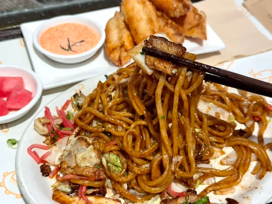 Basic Yakisoba cooked on the iron griddle