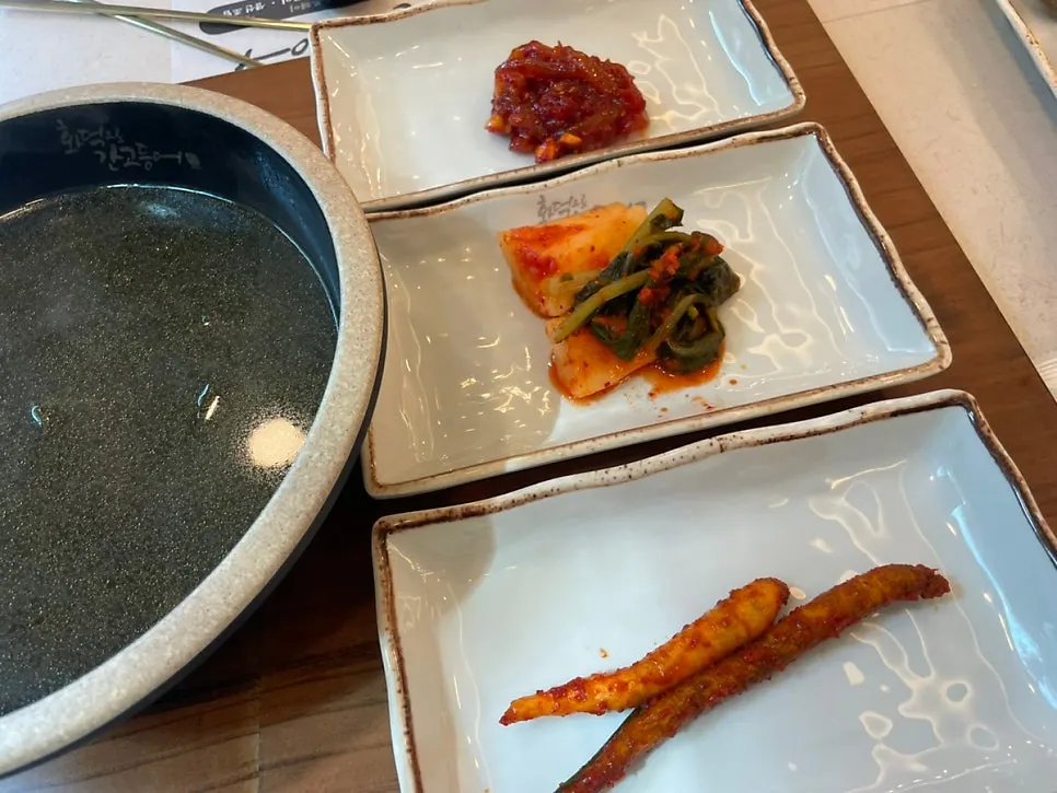 Table laid out with the basic side dishes