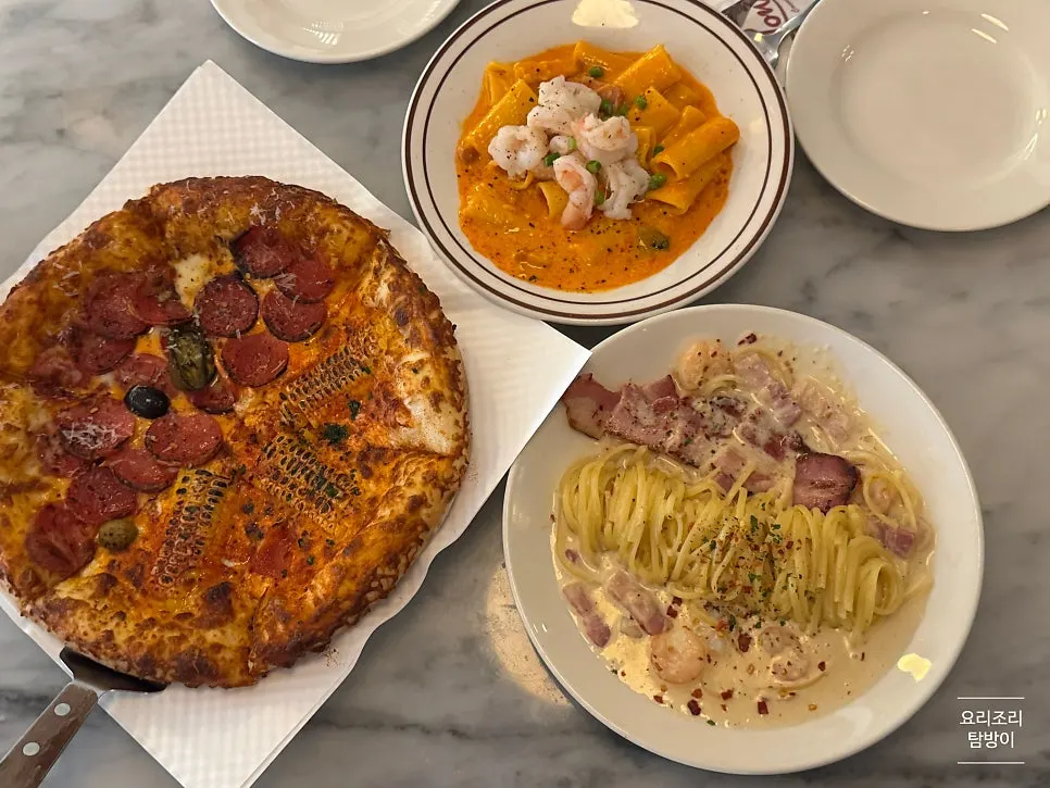 Ordered pizza and pasta dishes