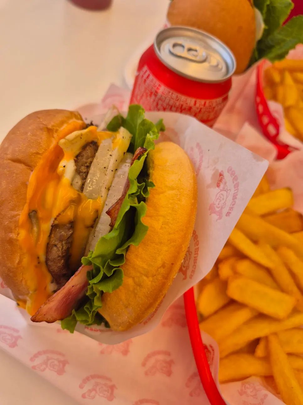 Close-up photo of the Cheese in the Trap burger