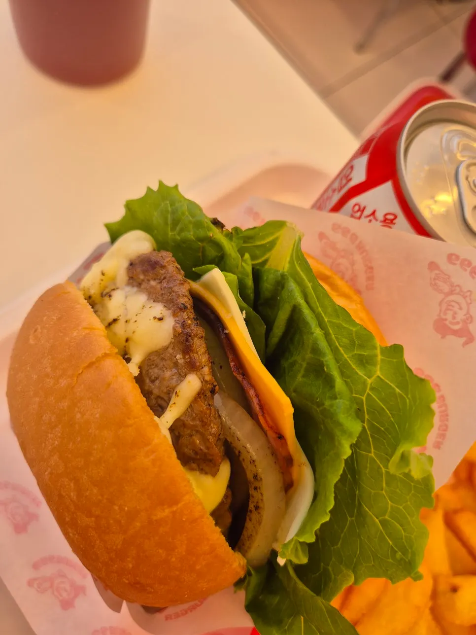 Burger cross-section showing large chunky fillings
