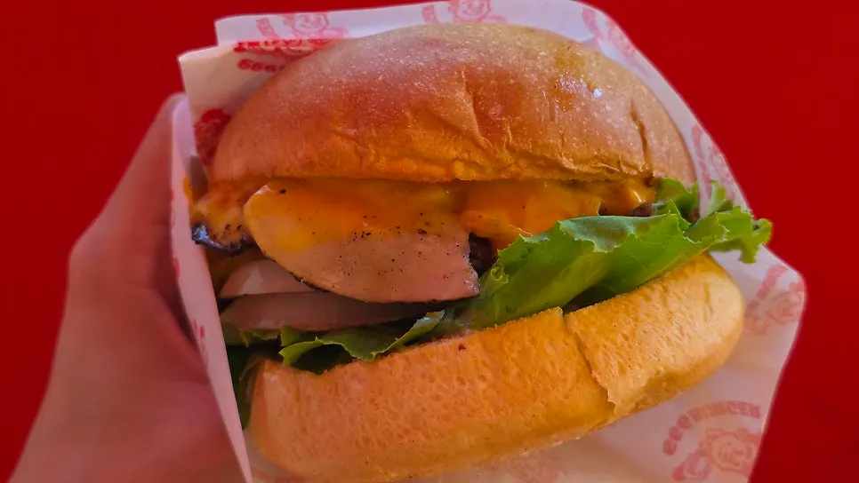 The Mushroom Burger still wrapped