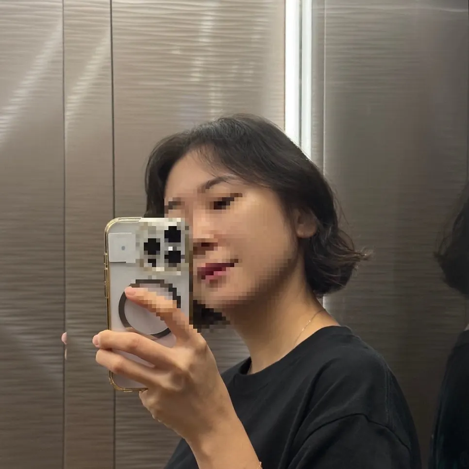 다음 날 머리 감은 후 단발 스타일