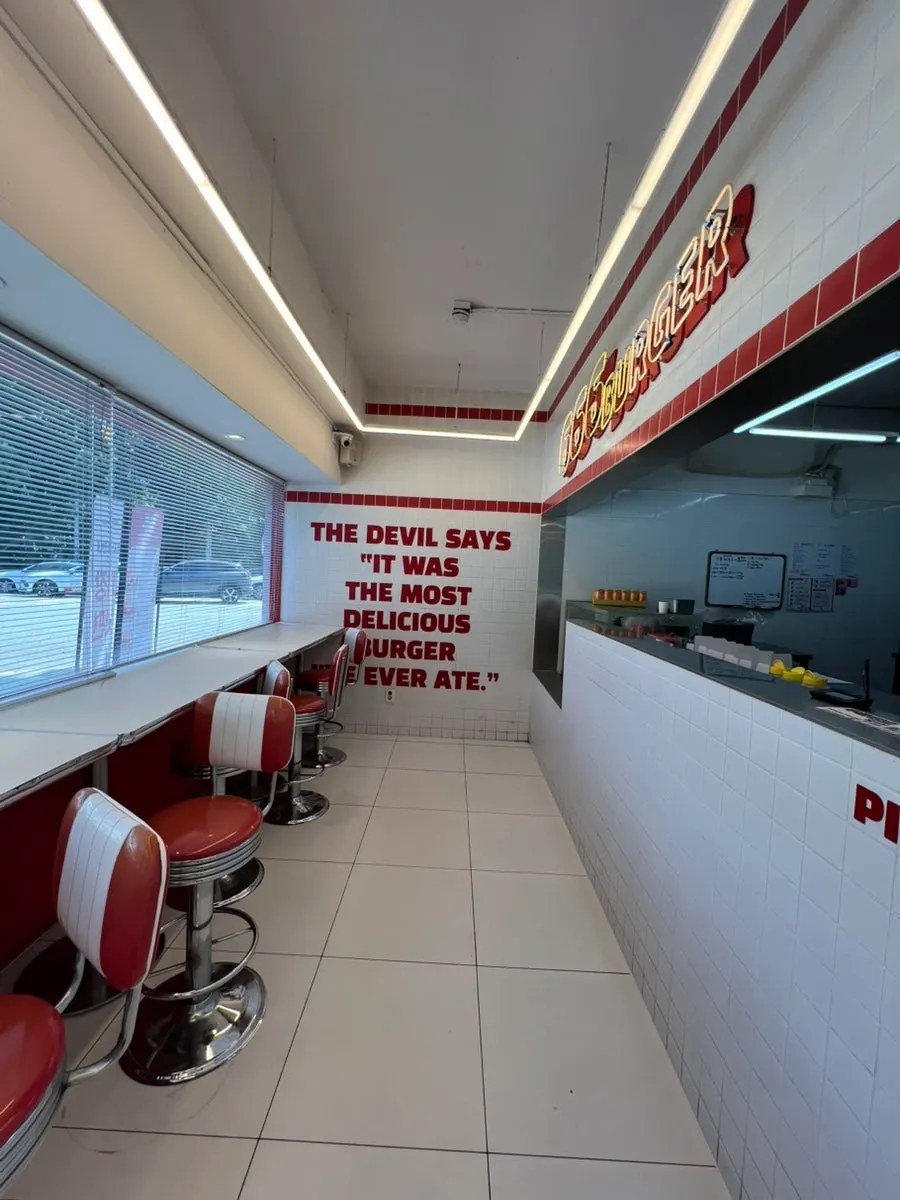 Interior seating at 666 Burger Main Branch