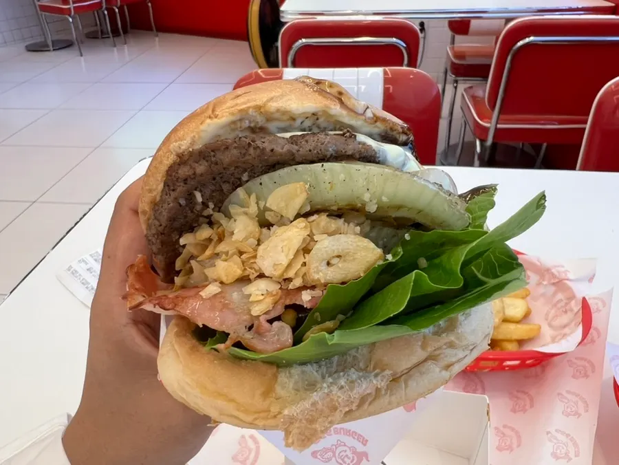 Burger with a cook-to-order domestic beef patty