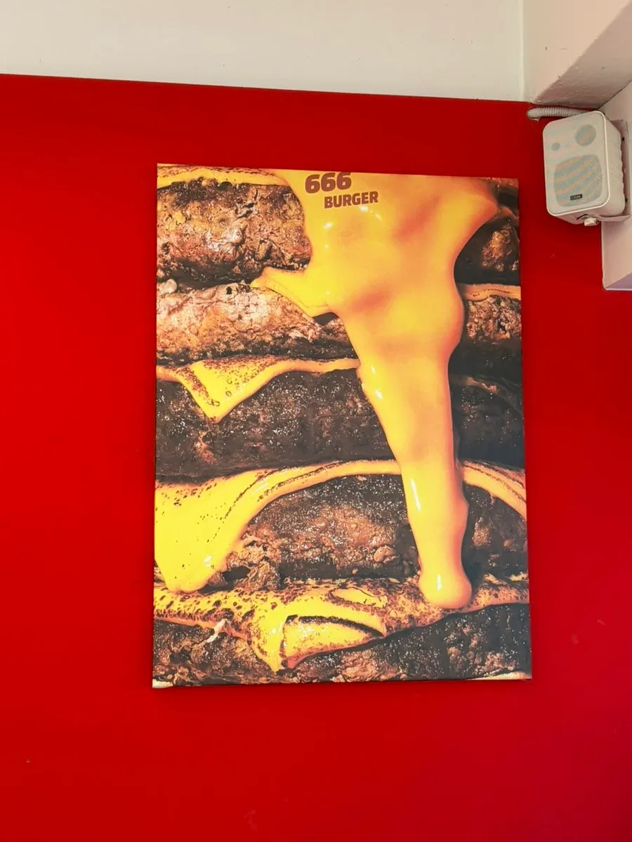 Side menu poster at 666 Burger