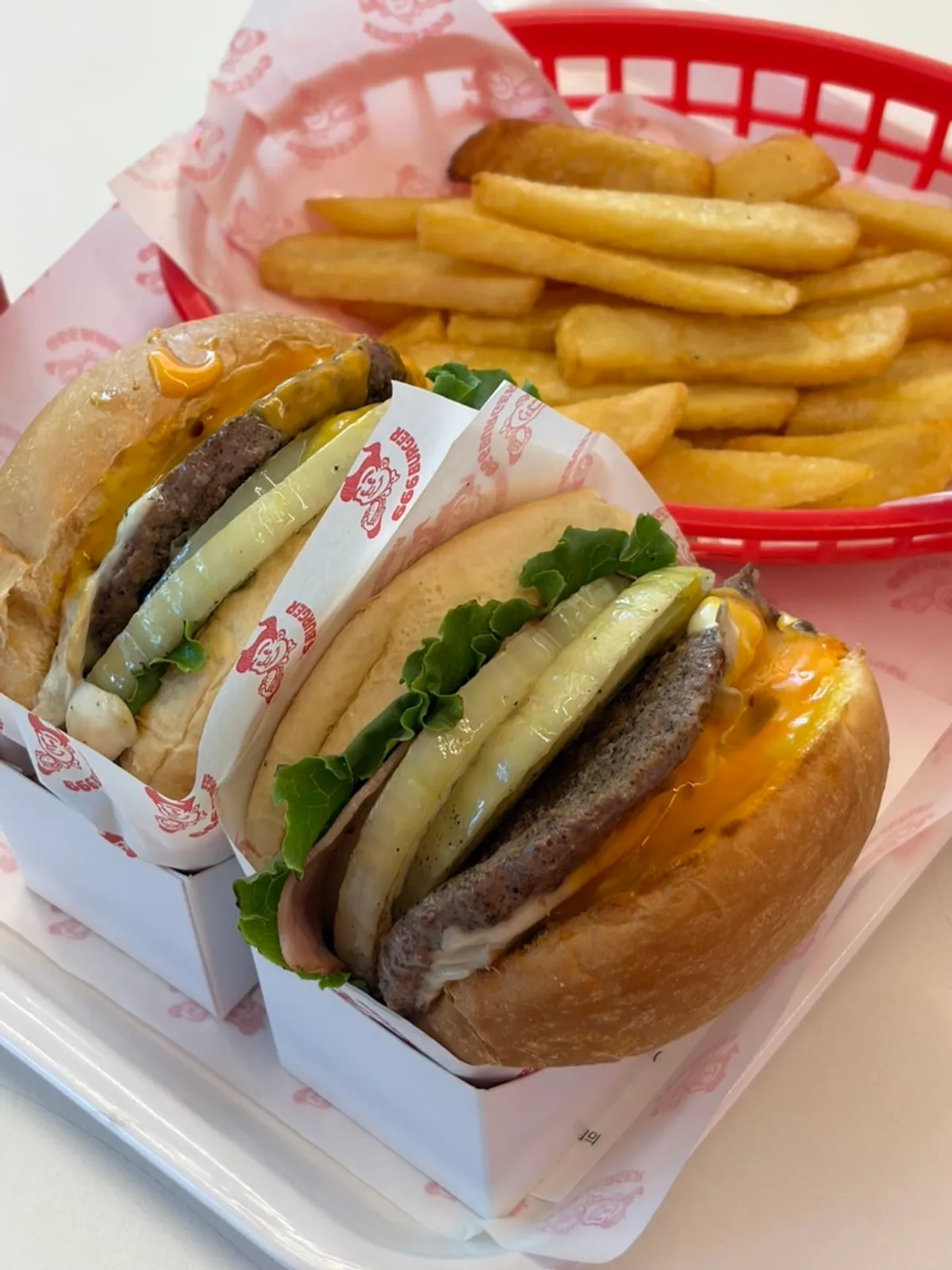 Cross-section of the Mushroom burger showing patty and grilled onions