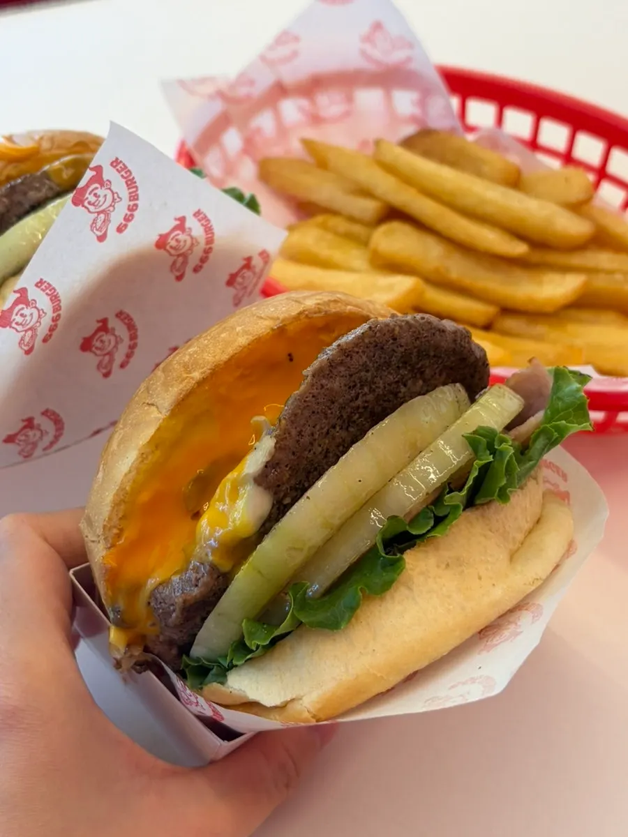The Mushroom burger from 666 Burger, larger than a chain burger