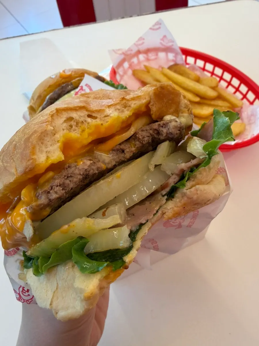 Close-up of the vegetable-packed Mushroom burger