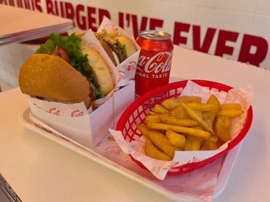 Signature handmade burger at 666 Burger Main Branch