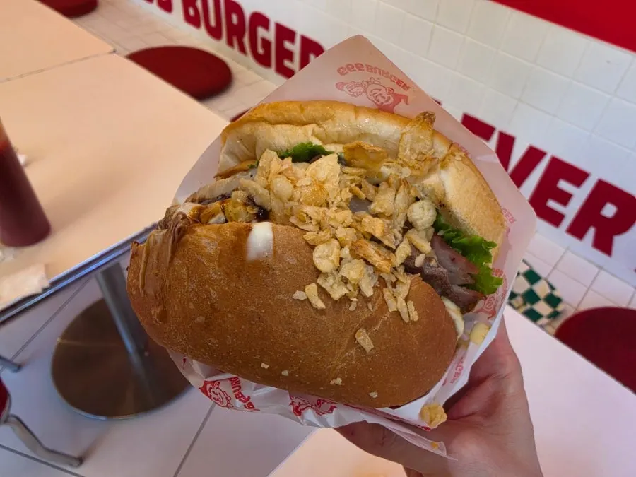 Garlic Boom topped with garlic flakes
