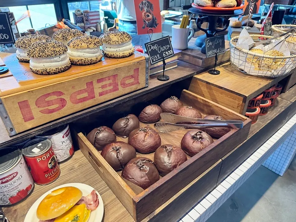 Sandwich-style bagels displayed for meal replacement