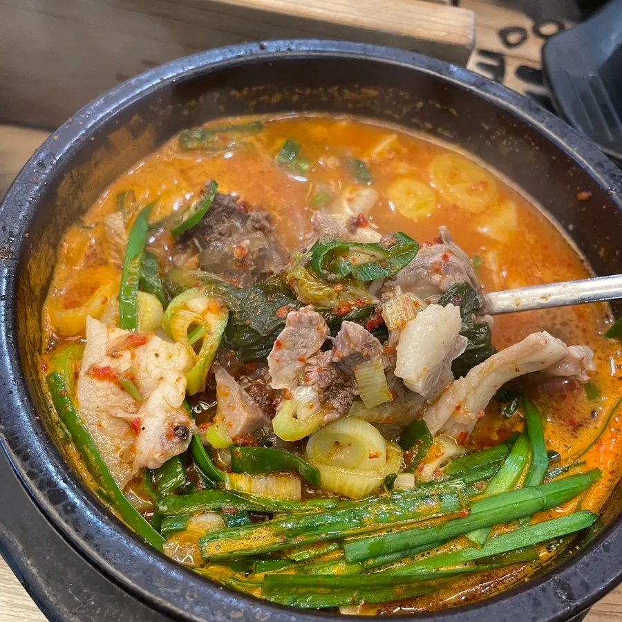 부드러운 시래기와 순대 클로즈업