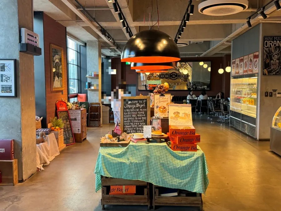 Orange Bagel bagel display
